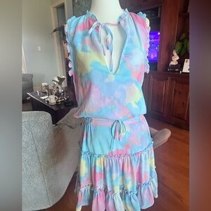 Buddy Love Pastel Tie-Dye Mini Dress Size S  Babydoll Y2K Boho Bubblegum Pink